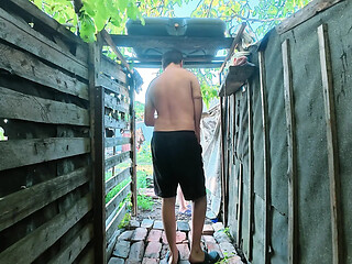 Real homemade GF gets fucked hard in outdoor shower POV