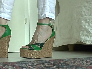 Wedge-heel Sandal Fashion Show for You! Cum in Your Pants! Lady Victoria Valente