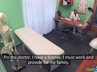 Nurse catches you boning a patient over your desk in a fake hospital