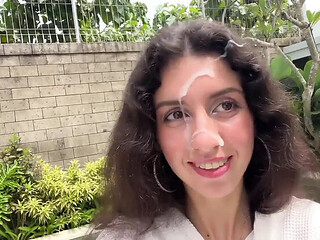 Katty West Calls the Repairman with Her Pussy, Then Takes His Cum on Her Face Outside