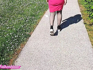 Hairy Mature Sandra Falkenhauer Masturbates with Dildo in Car - Outdoor Orgasm