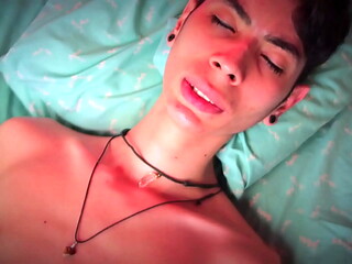 Hot Skinny Twink Jerking His Big Cock And Playing With His Precum And Cum