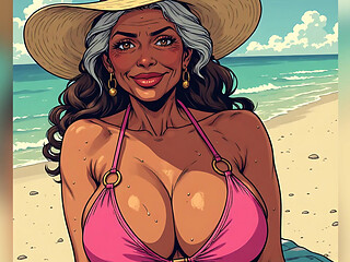 Beautiful Beach Women Comic Art