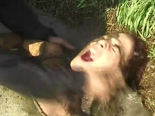 Insatiable Brunette MILF Gets Pounded in Mud