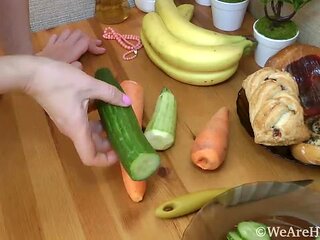 Dina has fun masturbating in her kitchen - WeAreHairy
