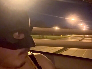 Almost Caught: Leather Muscle God's Risky Bridge Flex & Stroke