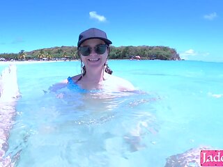 Hot blonde stranger girl fucked underwater creampie