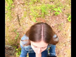I went for a walk after fucking at home and decided to suck him off again and swallow cum outdoors