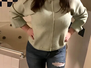 My 55f lesbian roommate got a surprise video of me bouncing my big tits in many sweaters then fucking myself hard for her