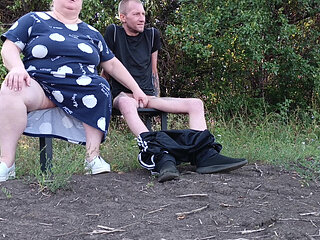 A neighbor in a public park jerks off my dick until I cum