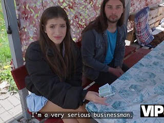 Young Latina cheats on her boyfriend for cash.