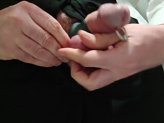 I put on my cokring and caress myself.