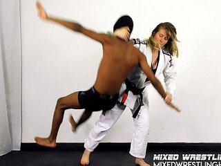 Blonde MILF in Black Belt BDSM - Judo Throws & Foot Domination Fetish HD