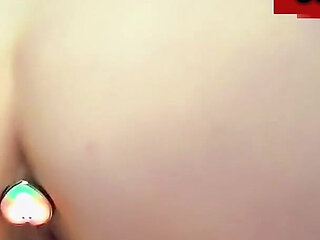 Gothic Babe in Sexy Lingerie Masturbates with a Big Dildo and a Plug in Her Anus