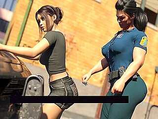 Shemale Police Office Grinding Her Cock Against Ashe Ass