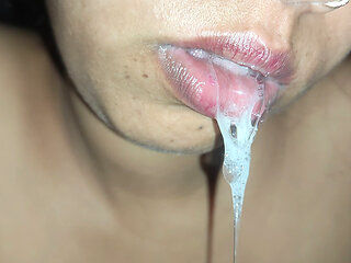 hot bhabhi Blowjob and Cum in the Mouth of Neighbor's Slut Wife