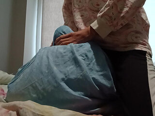 Super Skinny Girl Rubs Her Pussy on a Pillow and Cums Quickly so Her Parents Don't Catch Her