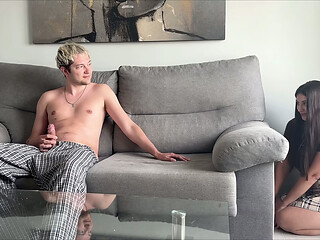 I Just Wanted Prank My Step Brother But He Start Jerking Off On The Couch Thinking He Alone in the Room!!