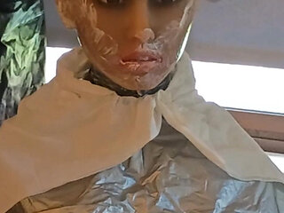 Ebony doll Julia head and facial with lots of cream