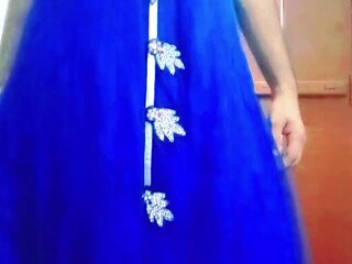 Indian Batty man Crossdresser Gaurisissy hard-core romp in Blue Lehanga