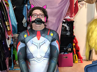 Peni Zentai Cosplay Dildo Gagged Inflatable Hump Drool