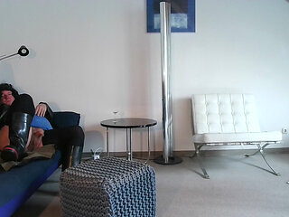 cumslut bessy piss in glass wank on boots ,fetish art by linda gumlin