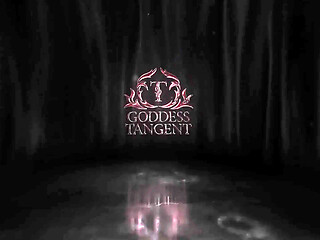 Curly-haired mistress in black gloves dominates blindfolded submissive