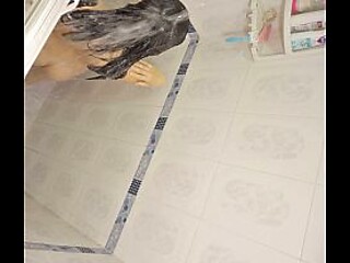 Latina GF gets teased while bathing before school