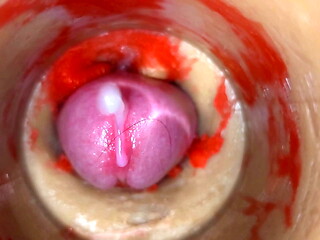 Camera deep inside tight pussy captures huge cum explosion 4k