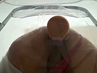 Fat Ass Trans Gwen Tennyson Facesitting and Anal Fucked with Creampie through Clear Chair for the First Time
