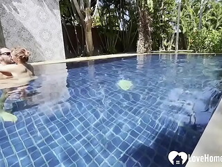 Hot Babe Takes a Swim and Gets My Cock Poolside