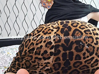 POV: Playful Hijabi Girl in a Leopard Skirt
