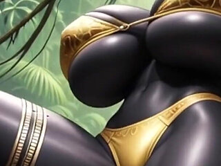 African Woman Sexy Pose in Jungle with Music (ai Animation)