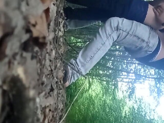 Wife Fucked Outside, Pussy Flowing with 2 Creampies