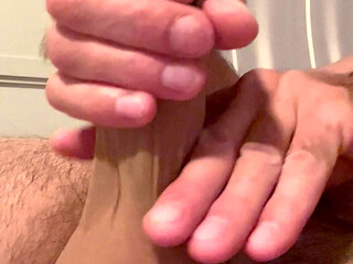 Stroking my Stiff Prick with a nylon sock feels so good