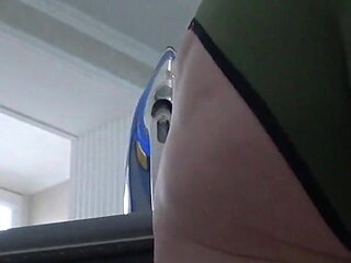Home Camera Watches Mature Housewife Ironing Her Dress. Big Ass in Panties Close-up. PAWG.