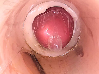 The Camera in the Deep Pussy Records a Huge Ejaculation of Sperm Into the Condom
