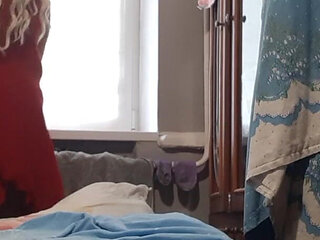 Blonde Stepmom Seduces Redhead Stepdaughter and Fucks Her While Her Husband Takes a Shower