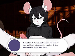 Fluffy Mouse Girlfriend gives a sensual footjob