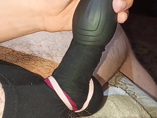 Using vibrator Toy on needyCock