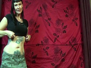 Amateur busty brunette masturbates and does hand job