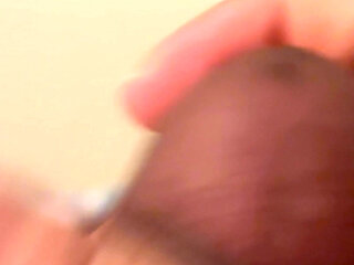 Closeup of a quiet intense burning cumload from my cock while not waking up roommates