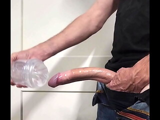 Big Clear Fleshlight vs Even Bigger Dick