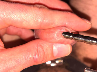 Changing small chastity cage to micro flat chastity cage with penis plug