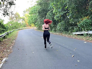 Morning Run Turned Into Rough Doggystyle Creampie With Busty Redhead