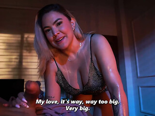 Busty stepmom ends up riding her cold-hearted stepson's massive 24-centimeter cock!
