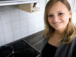 German Kitchen Teen Housewife Fucks Electrician!