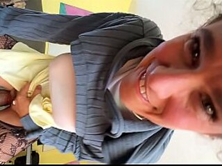 Curly-haired MILF takes huge dildo in POV homemade sex