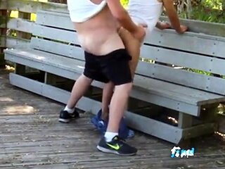 Mature Gay Couple Has Interracial Bareback Sex Outdoors