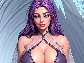 Stunning goddess in a revealing outfit poses seductively